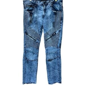Marc Ecko Cut & Sew Denim Jeans Mens 38 X 32 Zippers Straight Leg Grunge Y2K